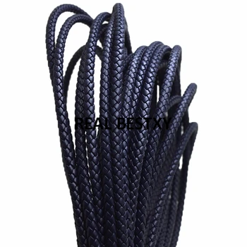 

5m/lot approx: 5mm navy round Braided Leather Cord women earrings Bracelet choker necklace wire DIY jewelry making leather strip
