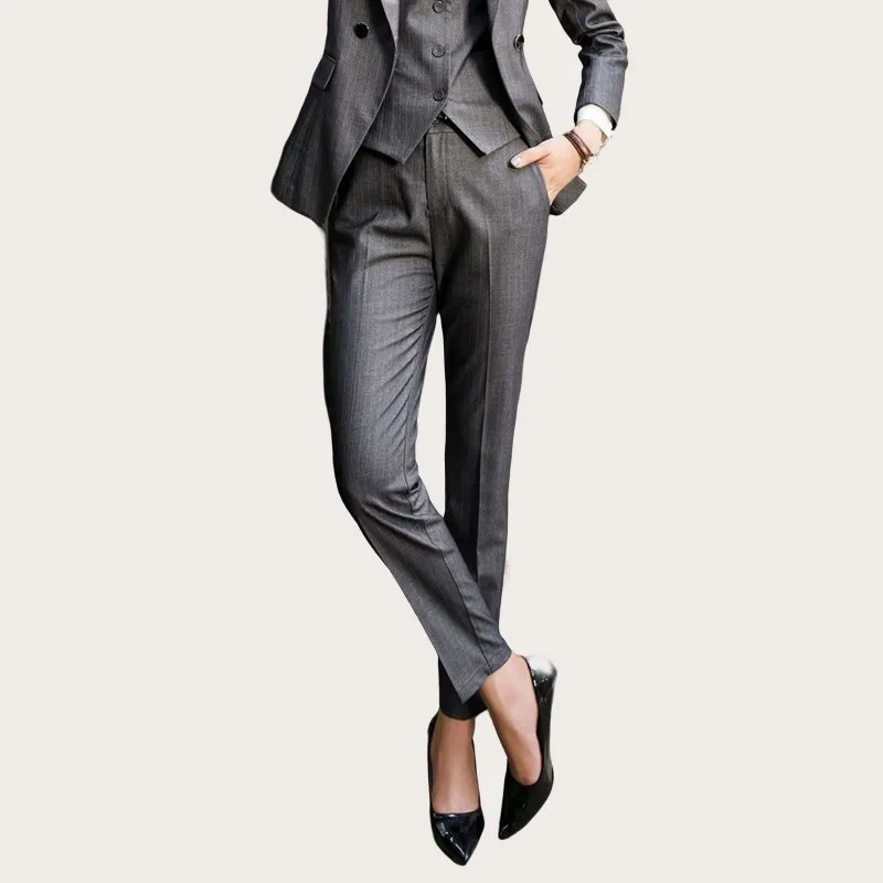 Office Lady Formal Pants For Women Fashion Striped Design Business Work Uniform Pencil Pants 2021 New 