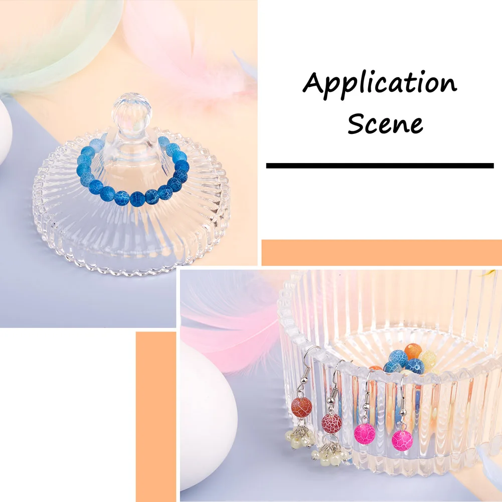 300Pcs 15 Colors Natural Crackle Agate Beads Frosted Style Round Dyed Heated 8mm Hole 1mm 20pcs/color