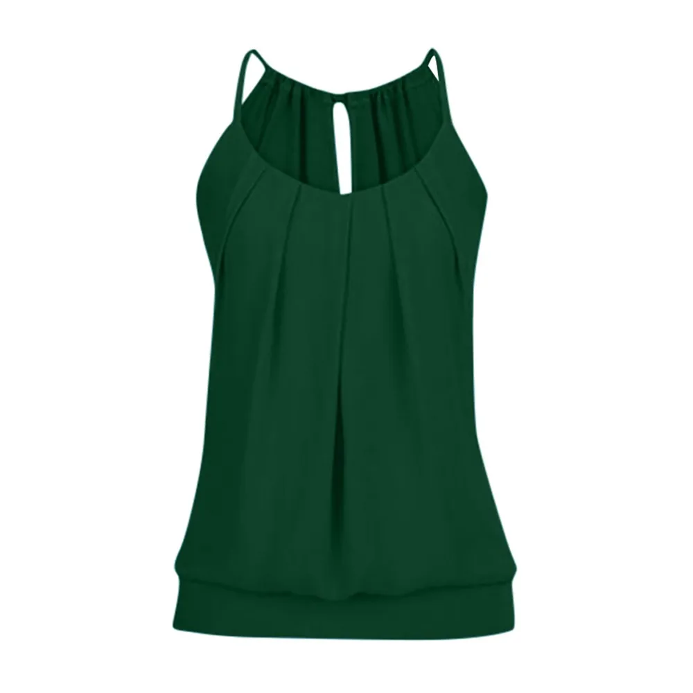 Женская летняя свободная длинная майка, топы с круглым вырезом, уличная жилетка, блузка, женская одежда, camisole# SS - Цвет: Зеленый