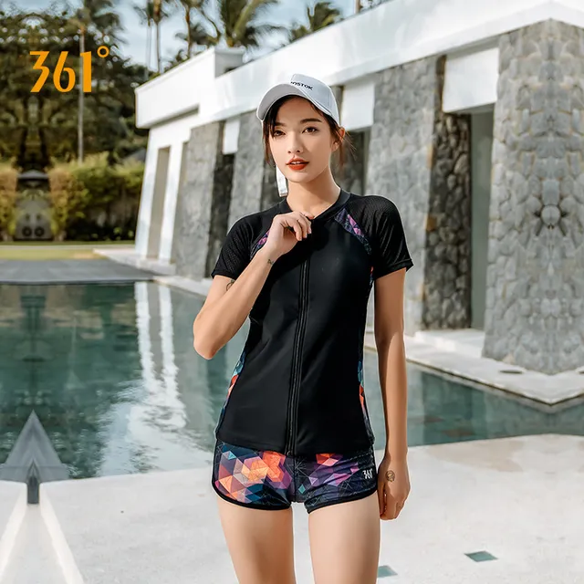 361 Tankini Swimsuits for Women Girls Sports Tankini Swimwear Two Pieces Bathing Suit For Surfing Swimming Short Sleeve Boysuit 361182020