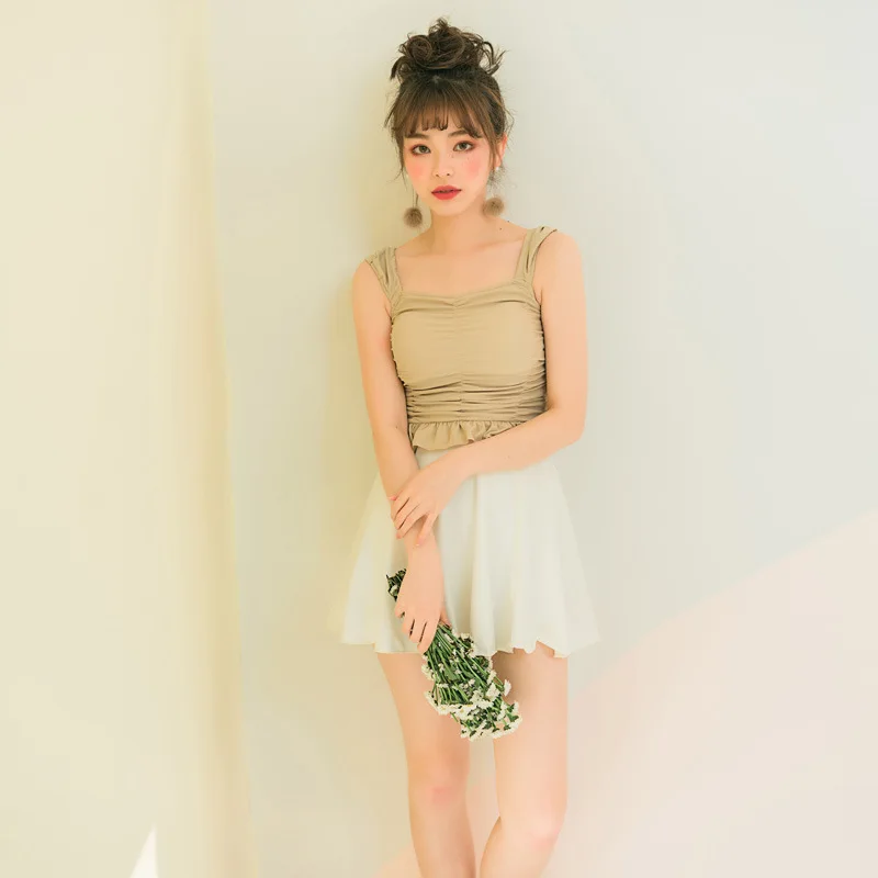

Small Peach Bathing Suit Women's Conservative Students Swimming Holiday Belly Covering South Korea Slimming Skirt Split Type Box