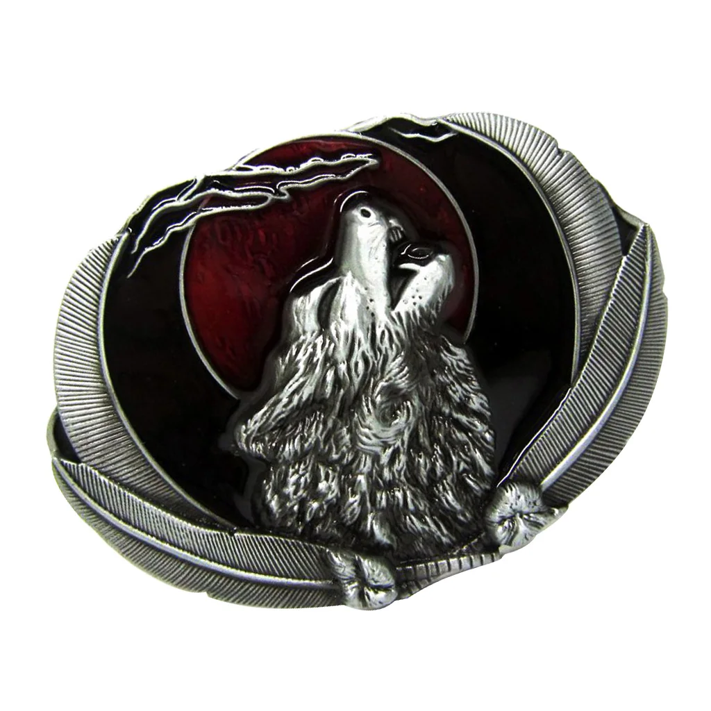 Novelty Vintage Western Belt Buckle Howling Animal Moon Rodeo Indian Classic Men's Accessories
