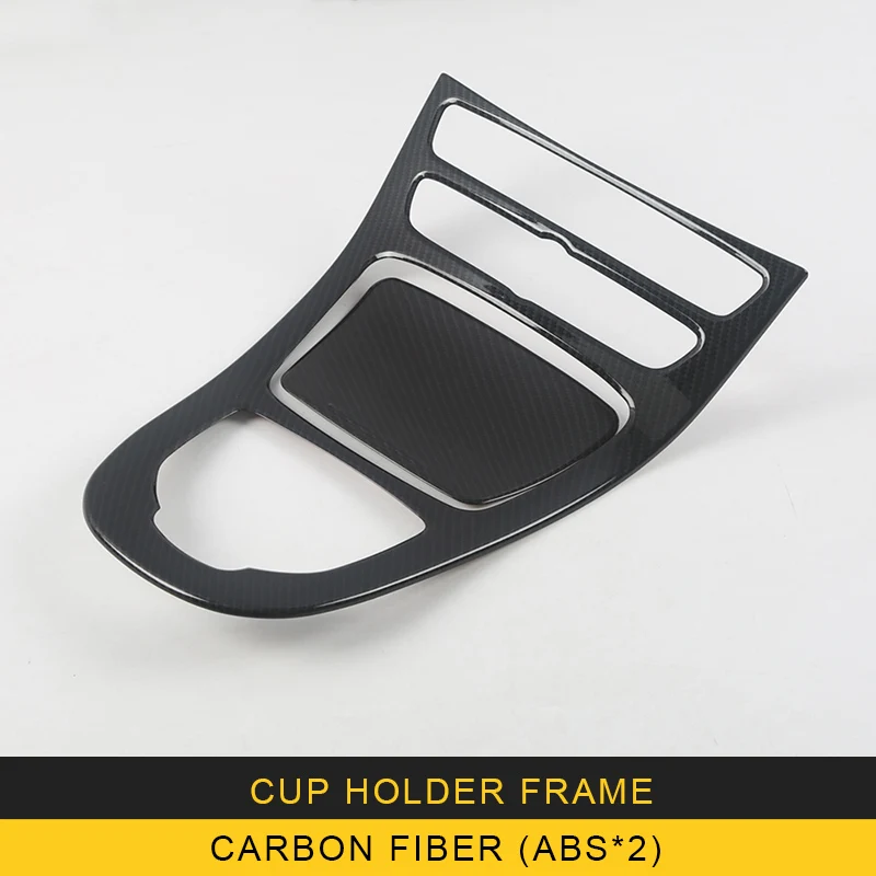Для Mercedes Benz E Class W213- Авто держатель чашки передач Панель рамка отделка наклейка крышка аксессуары для интерьера - Название цвета: Carbon fiberX2 ABS
