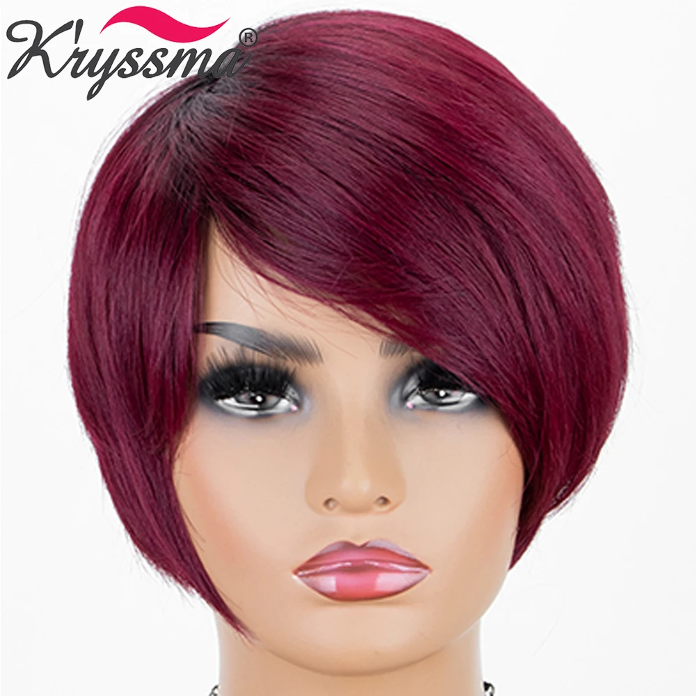 

Short Bob Wig Ombre Wine Red Wigs For Withe/Black Women Cosplay Synthetic Wigs Heat Resistant Women's Wigs Kryssma