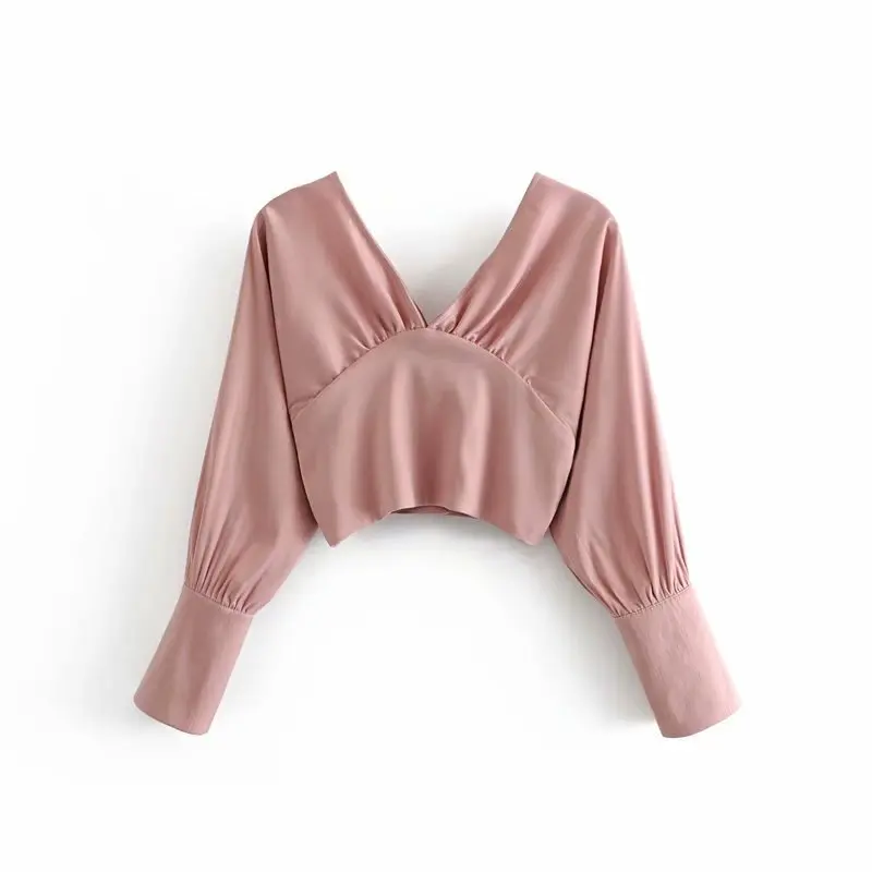 

Qichen 45-9801 European and American fashion v-neck shirt