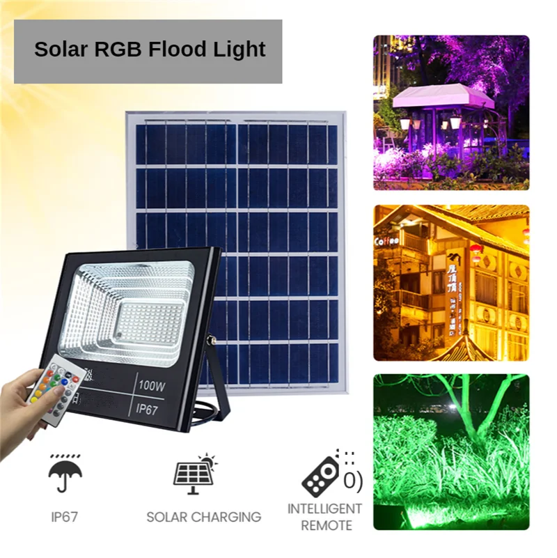 Солнечный RGB прожектор светильник с пультом дистанционного управления