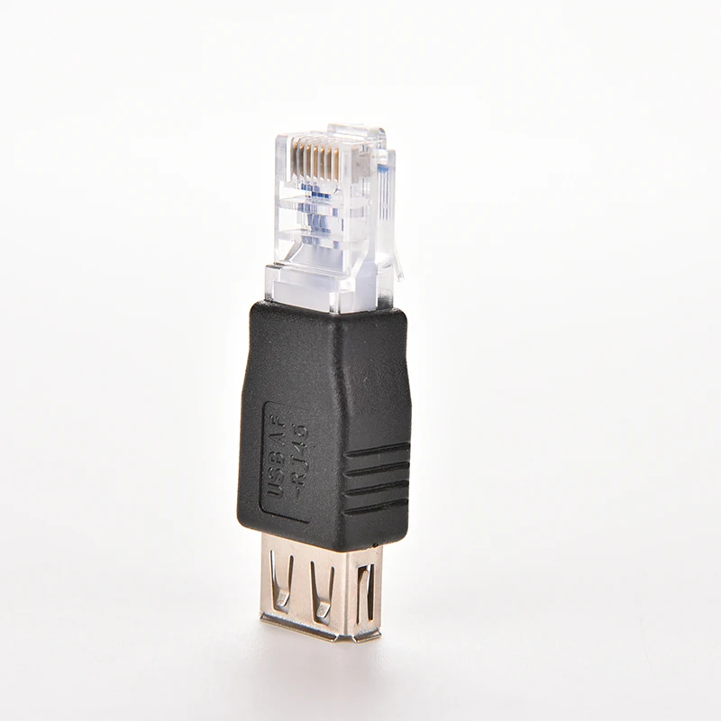 Crystal Head RJ45 Male to USB 2.0 AF A Female Adapter Connector PC Laptop LAN Network Cable Ethernet Converter Transverter Plug