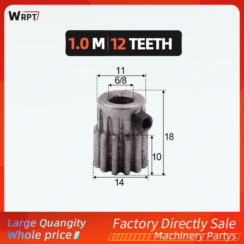 Spur Gear Pinion 1pcs 1M 12T 12Teeth Mod 1 Bore 6mm 8mm 6.35mm Right Teeth 45# Steel Major Gear motor gear,transmission gear