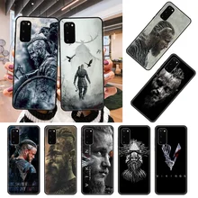 Capa de telefone para samsung galaxy s nota 10 20 7 8 9 plus borda e ultra lite preto capa etui 3d escudo tpu ragnar lothbrok vikings