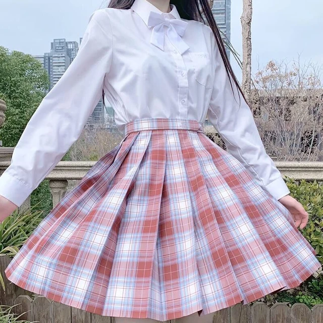 Jin Yu Girl's Summer High Waist Pleated Skirts Red White Sexy Mini Plaid  Skirt Women Jk Uniform Students Clothes Y2k 90s - Skirts - AliExpress