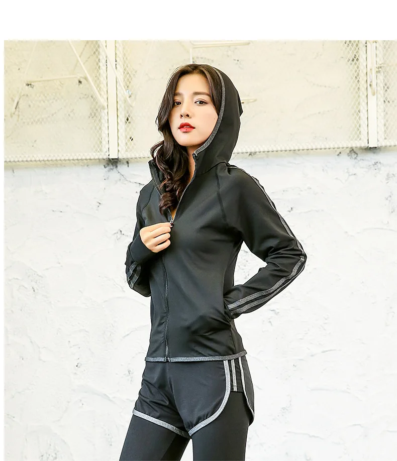Йога Брейс большой Размеры Slim Fit костюм для йоги тренажерного зала для бега с длинным рукавом Спортивные куртки Для женщин