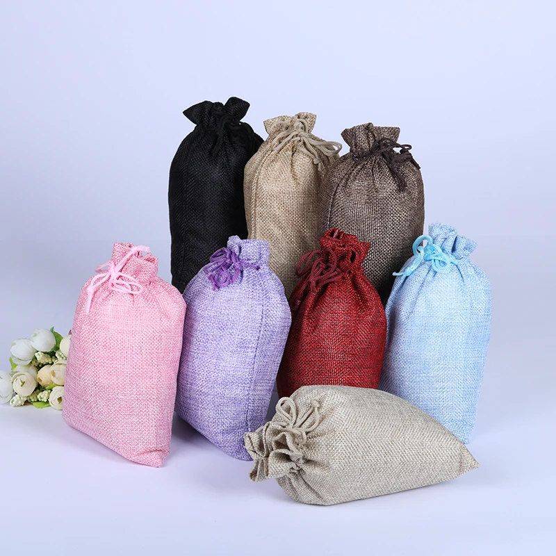 

10Pcs Burlap Packing Pouches Drawstring Bags Wedding Favors And GiftsHemp Cord Twine String for Jewelry Making Jewelry Display