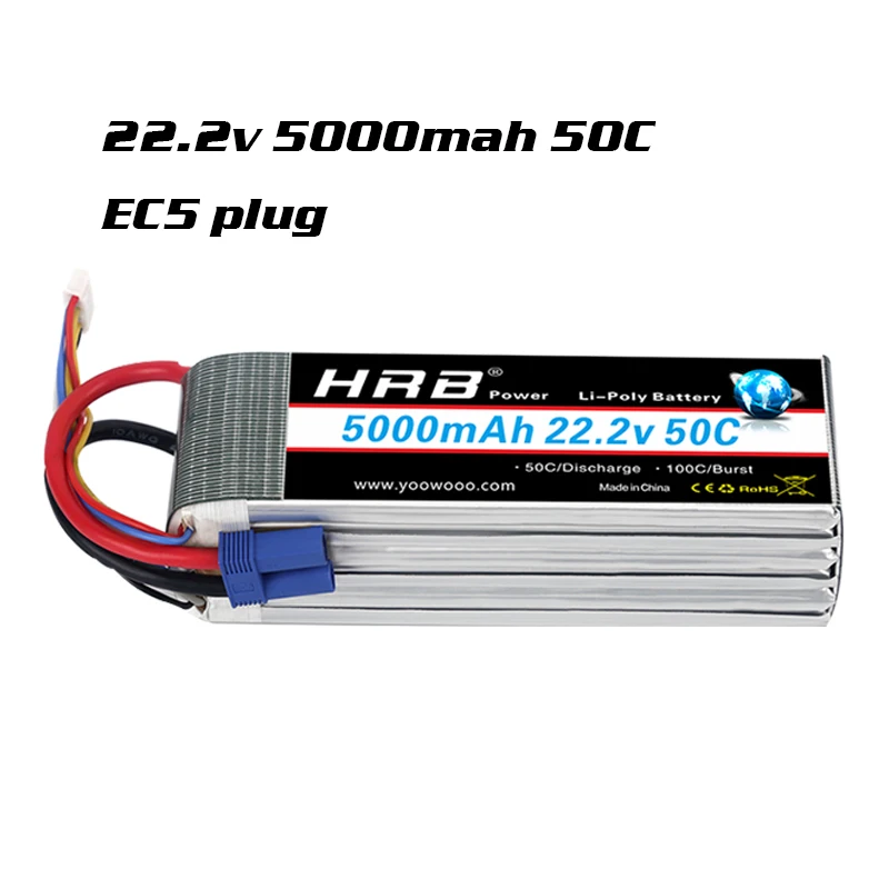 Распродажа hrb RC Lipo Батарея 2S 3S 4S 5S 6S 2200 мА/ч, 2600 мА/ч, 2700 мА/ч, 5000 мА/ч, 6000 мА/ч, XT60 разъем типа «deans» для rc-вертолет на радиоуправлении - Цвет: 22.2V 5000mah  50C