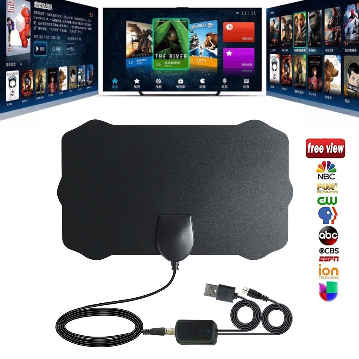 Усилитель диапазона SOONHUA Utra Slim на 80 миль 1080P HD ТВ цифровая антенна с высоким