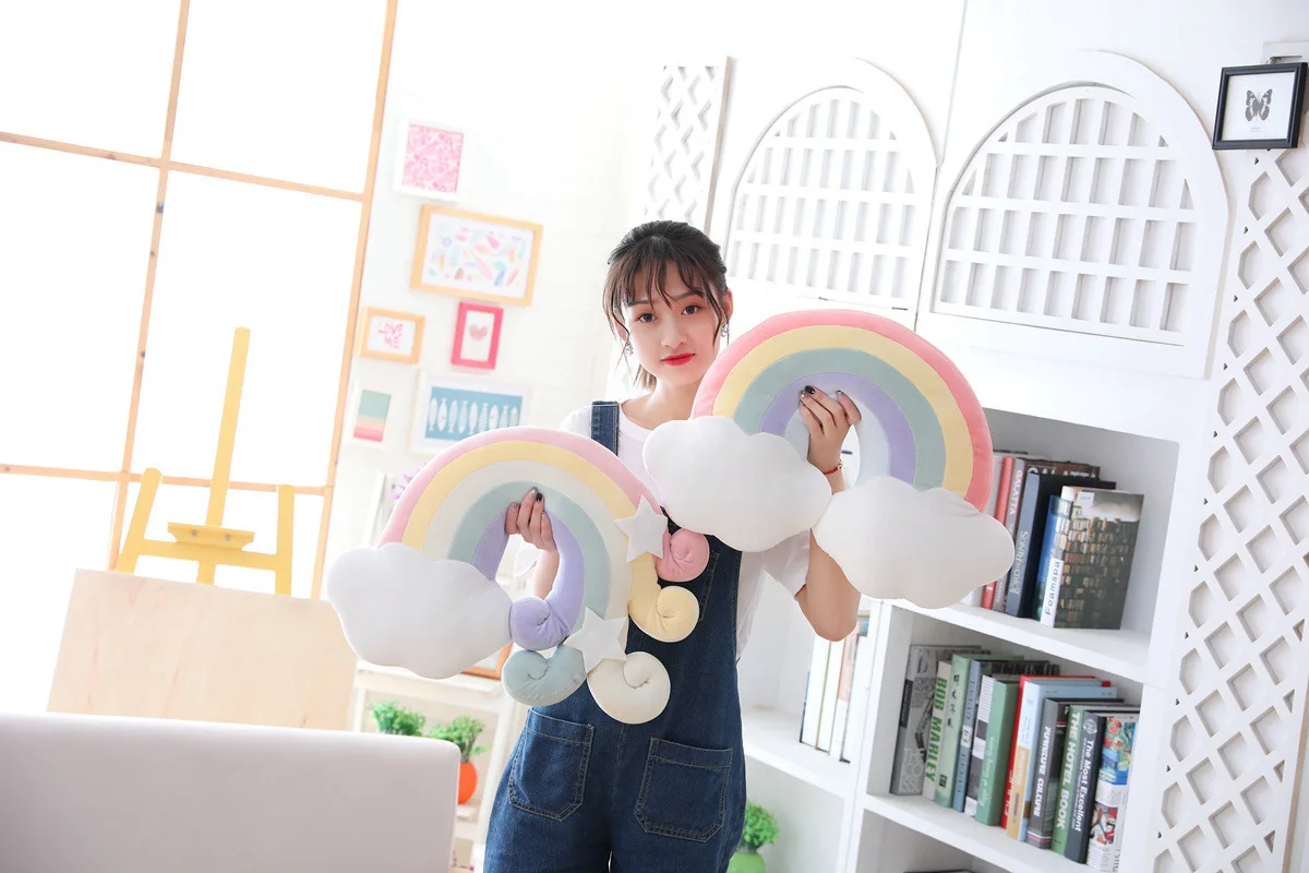 New Arrival Stuffed Toys Star Moon Cushion Home Sofa Decoration Nordic Style Rainbow Cuddle Plush Pillows Toy Girls Gifts