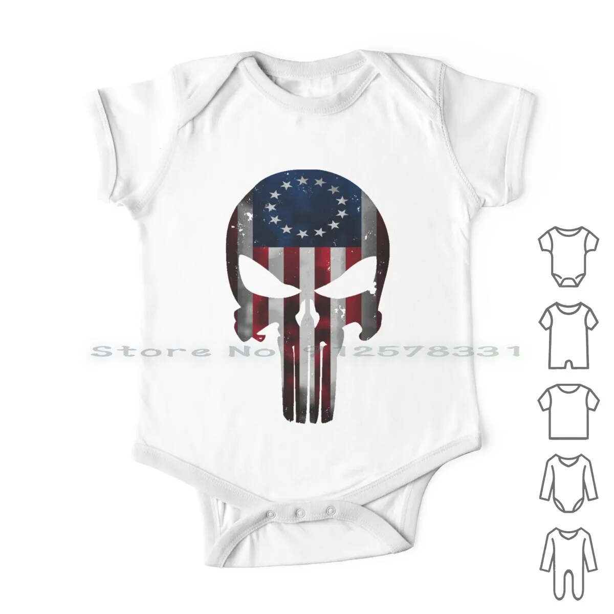 

Betsy Ross Flag Skull Newborn Baby Clothes Rompers Cotton Jumpsuits Second Amendment 2nd Amendment Gun Rights Come And Take It