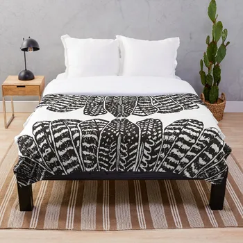 

Tribal Feathers Black Blanket Wool Flannel Plush Blanket Bedspread For office Sherpa Blanket Couch Quilt Cover Travel
