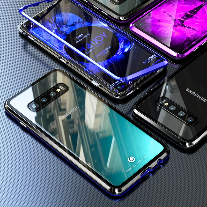 Магнитные поглощающие металлические флип-Чехлы для samsung Galaxy S9Plus двухсторонний закаленное стекло задняя крышка телефона для samsung S9 чехол
