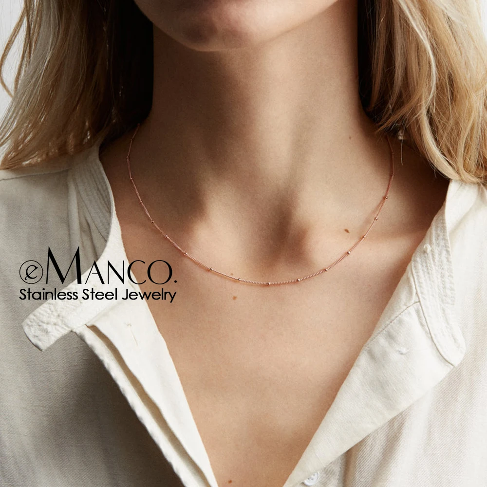 Ожерелье из нержавеющей стали eManco простое ожерелье с цепочкой для женщин колье золотого цвета ожерелье Модные ювелирные изделия Прямая