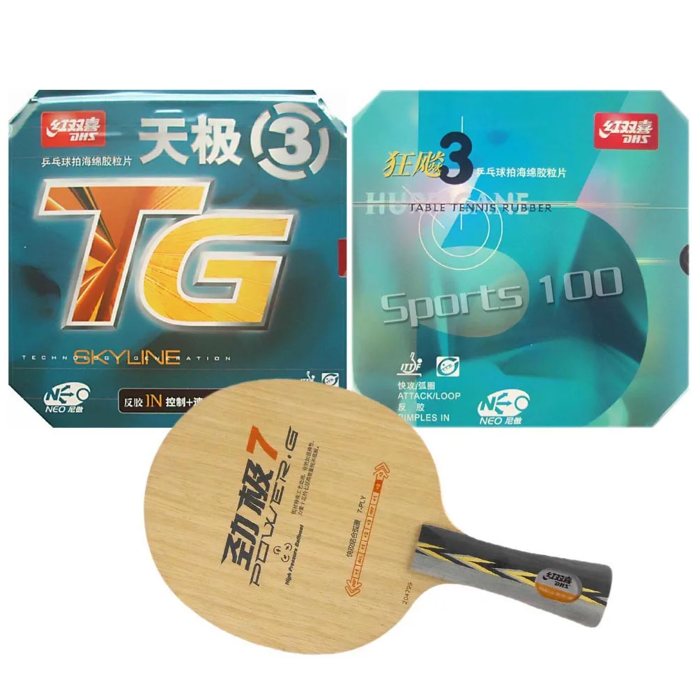 

PRO COMBO RACKET DHS POWER G7 PG7 PG.7 PG 7 Long Shakehand-FL with NEO TG3 and Hurricane3