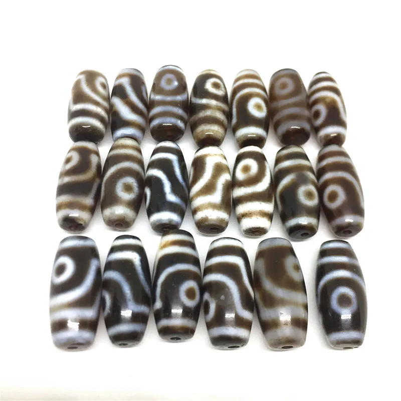 

20pcs/lots Natural Stone 2 eyes Small Tibetan Dzi Beads 9mm*19mm Accessory for making Bracelet Necklace DIY Tibet Beads