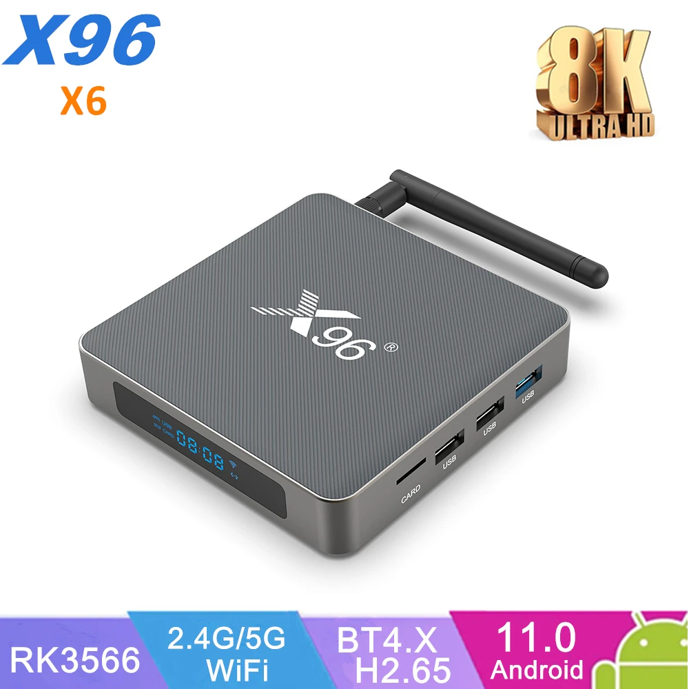 ТВ-приставка X96 X6 Android 11 0 RK3566 8K HD 8 Гб 64 Гб/128 ГБ 2T2R MIMO Dual WiFi 1000M BT4.X 4 32 Smart Set top Box |