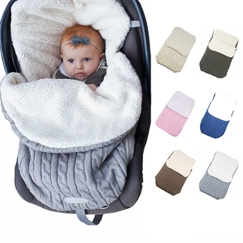 

1Pcs Baby Newborn Stroller Knitted Sleepsack Solid Color Winter Warm Wool Envelope Sleep Bag Cashemere Baby Sleep Bags