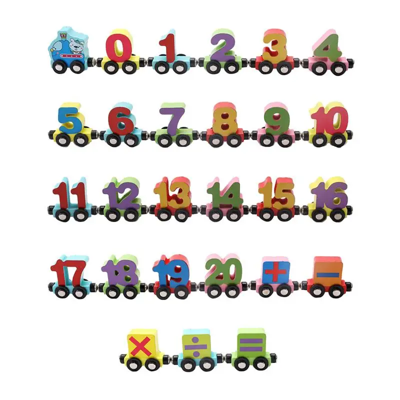 Digital 26PCS 1 комплект магнитные поезда игрушки мультфильм насекомые шаблон деревянные безрельсовые поезда модель игрушки - Цвет: Digital 26PCS