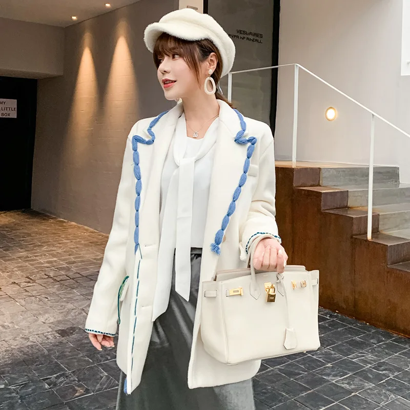 

2019 Autumn & Winter New Style Wool Suit Jacket Women's Elegant Versatile Loose Tops