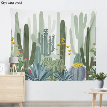 

Wall Tapestry Cactus PrintedWall Hanging Mandala Tapestry Green Succulents Carpet Blanket Yoga Mat Decorative Tapestry for Home