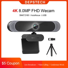DEPSTECH 4K 1080P FHD Webcam USB Autofokus Web Kamera PC Computer Webkamera für Live Broadcast Video Aufruf konferenz Arbeit