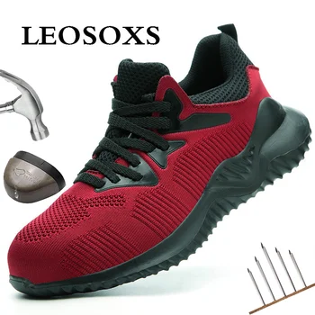 

LEOSOXS 2020 Comfortable Industrial Shoes Men's Steel Toe Breathable Security Work Boots Work Puncture Proof Safety Shoes