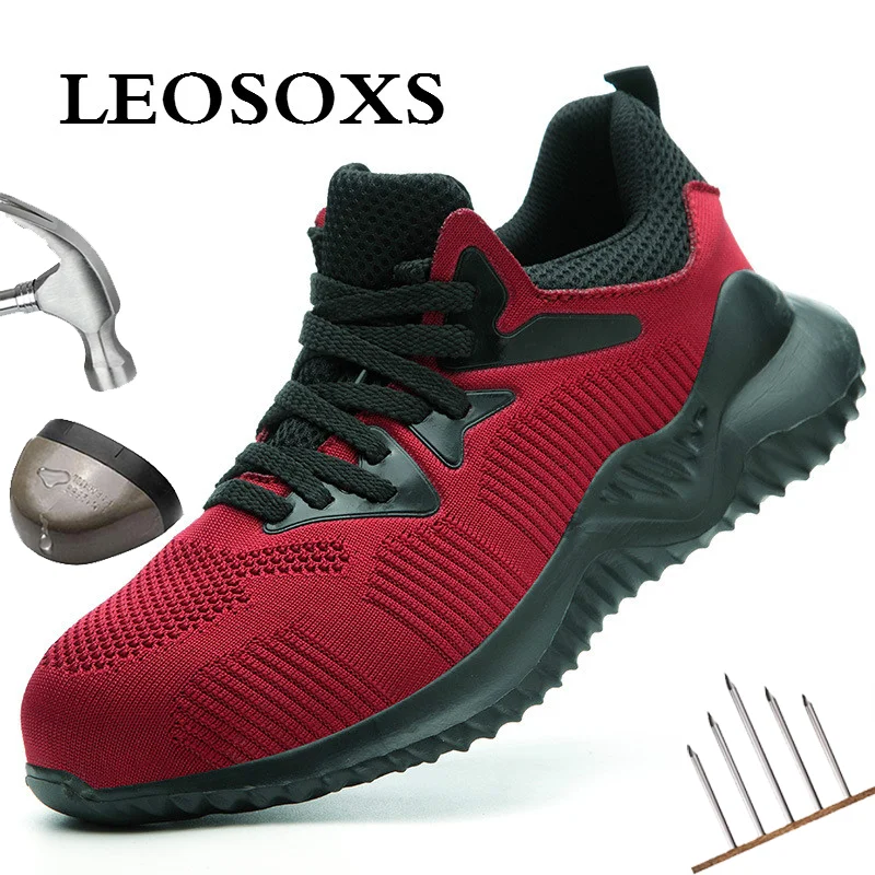 LEOSOXS 2020 Comfortable Industrial Shoes Men's Steel Toe Breathable Security Work Boots Work Puncture Proof Safety Shoes