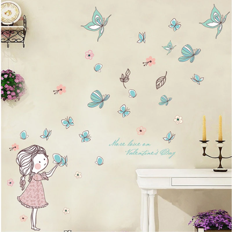 

Flying butterfly stickers for girls Wall, girls room, home decor, art mural, cartoon stickers, boys room wallpaper