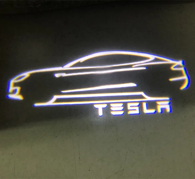 2pcs For Tesla Logo Car LED Courtesy Ghost Shadow Welcome Light Laser Projector Door Lamp For Tesla MODEL S MODEL X MODEL 3 - Испускаемый цвет: Холодный белый