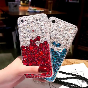 

Women Bling Diamond Case Handmade Rhinestone Stone Jewelled Case For iPhone 8 6 6S 6plus 7 7 8 plus x xs max 11 Pro Max Cover