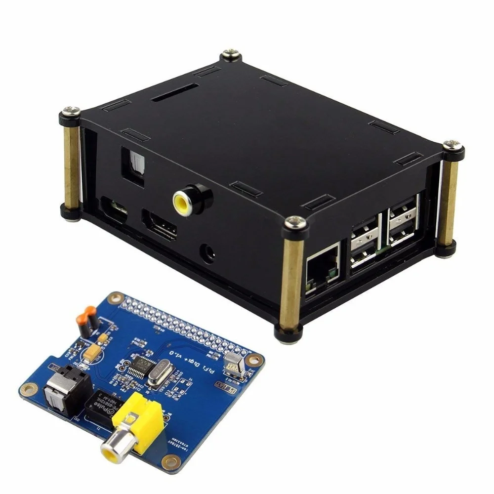 Цифровая звуковая карта Raspberry PI I2S SPDIF HIFI DiGi с акриловым корпусом для pi 3 2 Модель B |