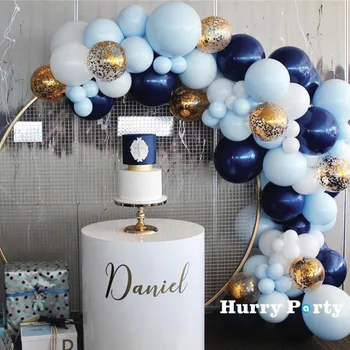 

98Pcs Macaron Latex Balloons Blue White Confetti Balloon Decoration Garland Arch Kit Wedding Baby Birthday Party Decorations