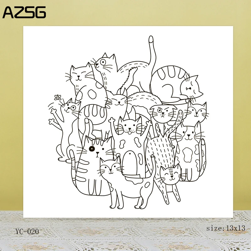 

ZhuoAng A group of cats Clear Stamps For DIY Scrapbooking/Card Making Decorative Silicon Stamp Crafts