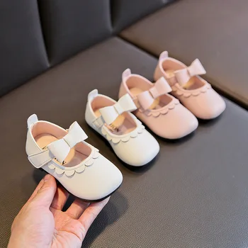 

Spring Solid Color Children's Princess Shoes Bow Baby Girl Toddler Baby Shoes Children's Leather Shoes