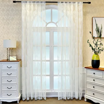 

White Transparent Sheer Curtain for Bedroom Delicate Elegant Lace Bottom Bay Window Drapes M192C