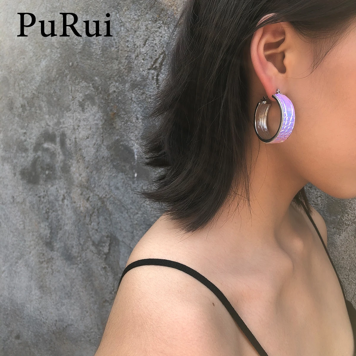

PuRui Colorful Hoop Earrings for Women Girls Bohemian Statement Leather Circle Earrings Wedding Accessory Fashion Hoops Jewelry