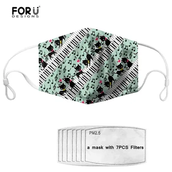 

FORUDESIGNS Face Mask Cute Animal Cat with Piano Music Note Designer Unisex Adult Kids Mouth Mask Reusable Dustproof Face Mask