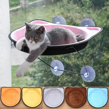 

Pet Cat Hammock Ear Shape Window Mounted Seat Warm Sleeping Hanging Bed Mat with Suction Cup Lounge Kitten Cat Accessories