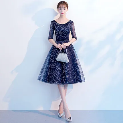 

Evening Gown Women's 2019 New Style Banquet Nobility Elegant Elegant Debutante Slimming Party Short Star Small Dress