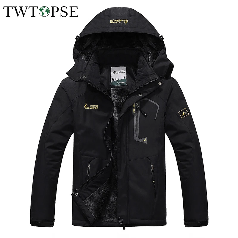 TWTOPSE Winter Men Waterproof Sport Jacket Warm Skiing Snowboarding Cycling Fishing Windproof Hiking Camping Fleece Outdoor Coat