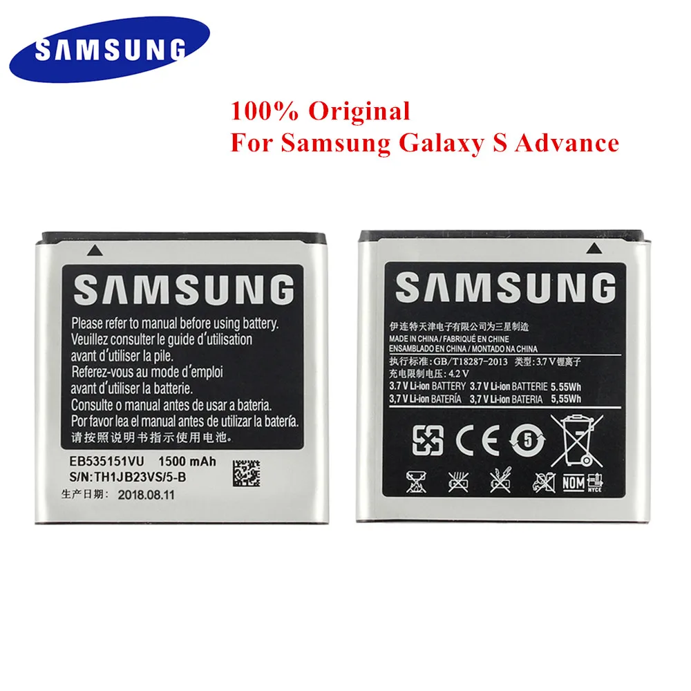 100% Оригинальный аккумулятор EB535151VU для Samsung Galaxy S Advance i9070 B9120 i659 W789 I9070P 1500 мАч с