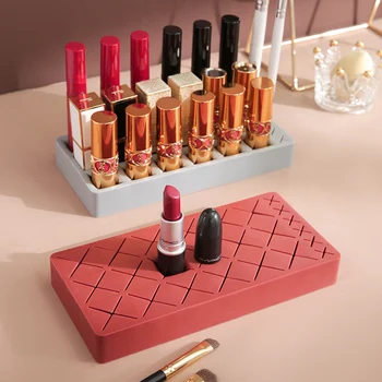 

24 Grid Silicone Lipstick Storage Rack Desktop Storage Cosmetics Box Eyebrow Pencil Lip Gloss Display Stand