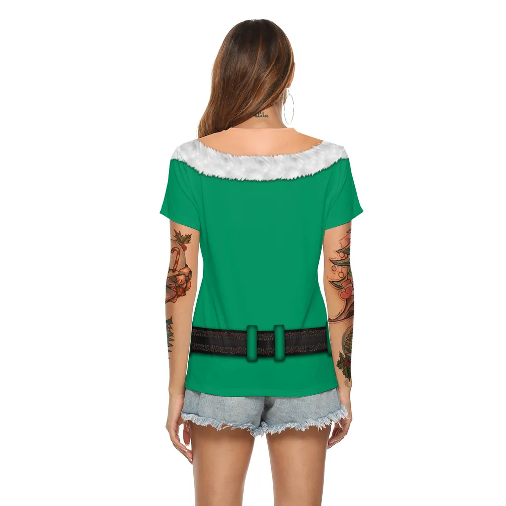 Feitong блузка женская новая модная рубашка Повседневная Рождественская рубашка с принтом и короткими рукавами уличная женская рубашка Топы и блузки